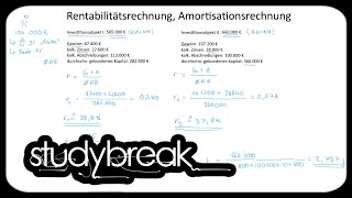 Statisch Rentabilitätsrechnung Amortisationsrechnung  Investition und Finanzierung [upl. by Helga708]