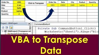 Transpose Excel VBA  Copy and Transpose Data in Excel with VBA Code [upl. by Jacob13]