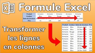 Formule Excel Comment transformer les lignes en colonnes automatiquement Docteur Excel [upl. by Pinelli]