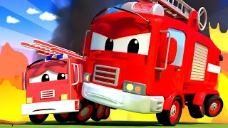 Kids Car Cartoon  the FIRETRUCK and Baby are Putting out a FIRE at School Cartoon for kids [upl. by Harriot626]