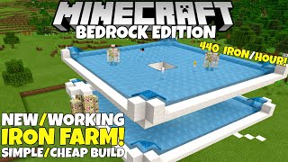 Minecraft Bedrock Upgradable IRON FARM SimpleWorking 440 IronHour 121 Update Tutorial [upl. by Einamrej512]