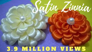 DIY Satin Zinnia Flower  Tutorial  MyInDulzens [upl. by Gabriellia37]