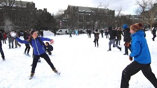 MASSIVE SNOWBALL FIGHT UNIVERSITY OF TORONTO [upl. by Elorac549]