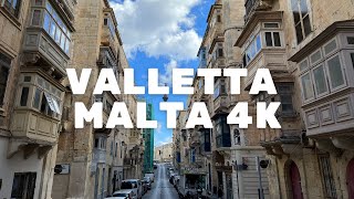 WALKING TOUR VALLETTA  MALTA 4K OCTOBER2021 [upl. by Siuoleoj]