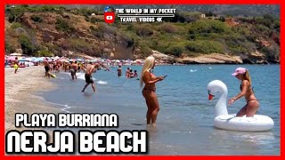 Relaxing Sunny Beach Walk in Spain 4k  BURRIANA NERJA Malaga Costa del Sol 2020 [upl. by Dolphin]