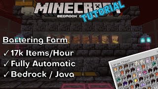 Piglin Bartering Farm  17k ItemsHour  Minecraft Bedrock Edition and Java [upl. by Augusta]