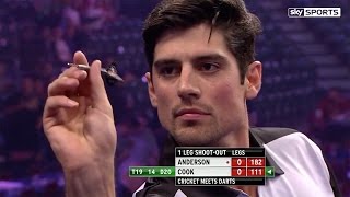 Alastair Cook v James Anderson  World Darts Championship Alexandra Palace [upl. by Ramsa]