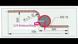 Bestimmen der Rohrlänge mit dem Bogenmaß Zwischenprüfung Anlagenmechaniker SHK [upl. by Arihsat]