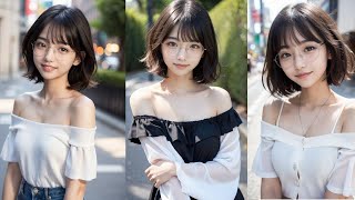 4K AI ART Korean Japanese Lookbook  JDポートレート（オフショルダー） [upl. by Aleit]