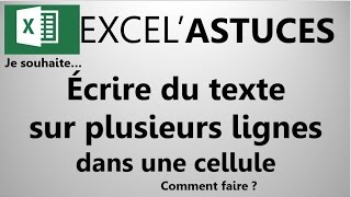 EXCEL  DANS UNE CELLULE ÉCRIVEZ DU TEXTE SUR PLUSIEURS LIGNES 28 [upl. by Spitzer101]