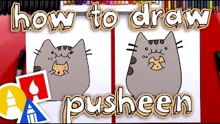 How To Draw The Pusheen Cat Eating A Cookie GIVEAWAY [upl. by Reyaht]