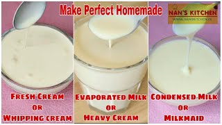 Make Fresh CreamCondensed Milkevaporated milk at home  HOMEMADE DESSERT RECIPES [upl. by Ymor362]