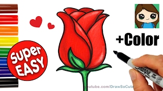 How to Draw  Color a Rose Super EASY Realistic [upl. by Krauss]