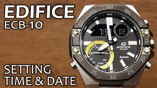 Casio Edifice ECB10  Setting time and date tutorial [upl. by Walliw]