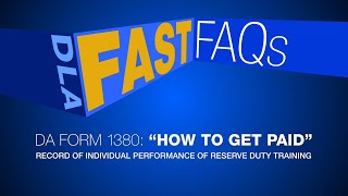 DLA Fast FAQs DA Form 1380 How to Get Paid [upl. by Sletten699]