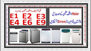 How To Resolve Errors  E1  E2  E3  E4  E6  E8  E9 Haier Washing Machine Fully Automatic WM TV [upl. by Akkahs]