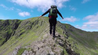 Solo wild camping uk Helvellyn via Striding Edge Swirral Edge and Lake District wild camping [upl. by Elatnahs559]