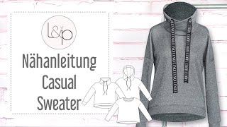 Nähanleitung Casual Sweater  ein lässiges Sweatshirt mit Wickelkragen nähen [upl. by Gussy]