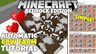 Minecraft Bedrock AUTOMATIC COW FARM Cheap amp Easy Tutorial MCPE Xbox PC Ps4 [upl. by Nitreb]