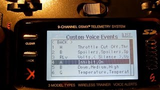 Spektrum DX9  SET UP Custom Voice Callouts for Telemetry etc [upl. by Remde623]