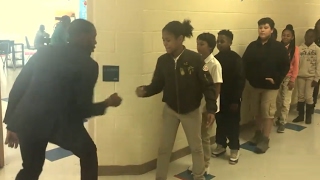 Teacher Has Incredible Handshakes With Each Student  ABC News [upl. by Nosaj]