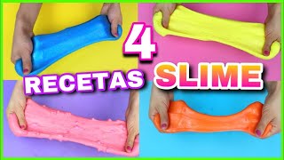 4 RECETAS PARA HACER SLIME  SLIME FÁCIL Y SIN BÓRAX  NatyGloss [upl. by Aihsek]