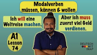 A1 German lesson 74  German Grammar  Modalverben  Modal Verbs  müssen können amp wollen [upl. by Arriaes]