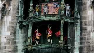 Glockenspiel clock movement in Munich Germany [upl. by Attaynik]