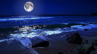 Fall Asleep On A Full Moon Night With Calming Wave Sounds  9 Hours of Deep Sleeping on Mareta Beach [upl. by Geiss756]