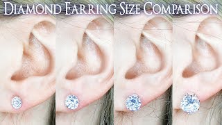 Earring Diamond Size Comparison 1 Carat on the Ear vs 25 to 4 Ct 33 4 5 66 75 8 9 12 [upl. by Mak]