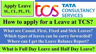 How To Apply For leave at TCS  Earned Leave Sick Leave Casual Leave Flexi Leave tcs jobs2022 [upl. by Hesoj]