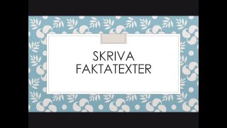 Skriva på SFI  Faktatexter [upl. by Elset]