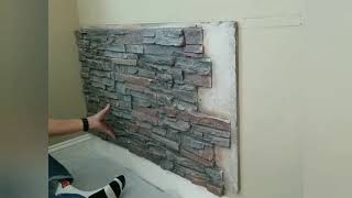 How to Install Stacked Stone  Faux Stone Wall Panels [upl. by Syck]