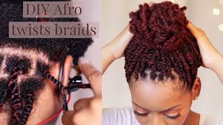 Afro kinky twist braids on natural hair [upl. by Delila]