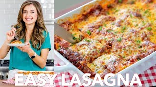 Beef Lasagna Recipe  Easy Dinner   Natashas Kitchen [upl. by Ymmaj408]