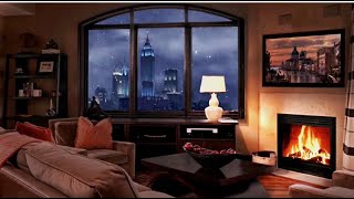 Ambience New York of 1945s with Fireplace amp Music [upl. by Alyce376]