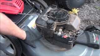 EASY HOW TO FIX a Briggs and Stratton lawnmower STARTER PULL ROPE [upl. by Ellita575]