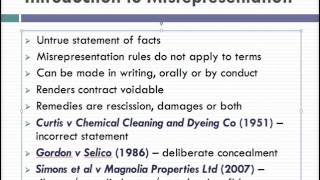 Misrepresentation Lecture 1 of 4 [upl. by Winola965]