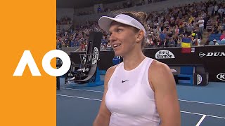 Simona Halep oncourt interview 1R  Australian Open [upl. by Ailahs109]