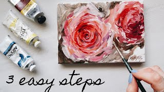 How to Paint a Rose in Acrylics 🌹3 Easy Steps [upl. by Marigold135]