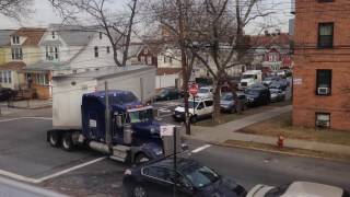 truck making tight turn on residental street [upl. by Jaunita]