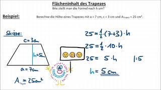 Flächenhalt Trapez 2 – Berechnung von h Formel nach h umstellen [upl. by Goth]