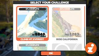 Selecting the quotClimb Mt Everestquot Tron Challenge in Zwift [upl. by Meagher]