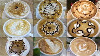 9 different latte art designs 1 [upl. by Hilbert]