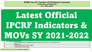 UPDATE Official IPCRF Indicators amp MOVs SY 20212022 [upl. by Godard]