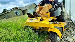 Satisfying Tall Grass Mowing  Overgrown Lawn Makeover  Stripes [upl. by Wymore]