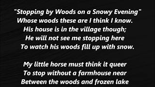 STOPPING BY WOODS ON A SNOWY EVENING FROST Poem text Lyrics Words Miles to go before I sleep song [upl. by Moss686]