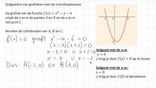 Kwadratische functies  Snijpunten van grafieken met de coördinaatassen 3 HAVO [upl. by Cosette525]