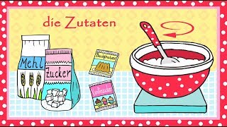 Deutsch lernen Kuchenrezept zum Backen  learn German cake recipe [upl. by Eatnoled133]