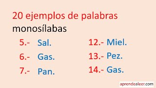 20 ejemplos de palabras monosilabas [upl. by Ecirtnom]